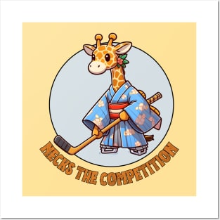 Ice hockey giraffe Posters and Art